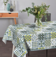 Wachstischdecke Patchwork oval mit wasserdichter, abwischbarer Oberfläche in Grau