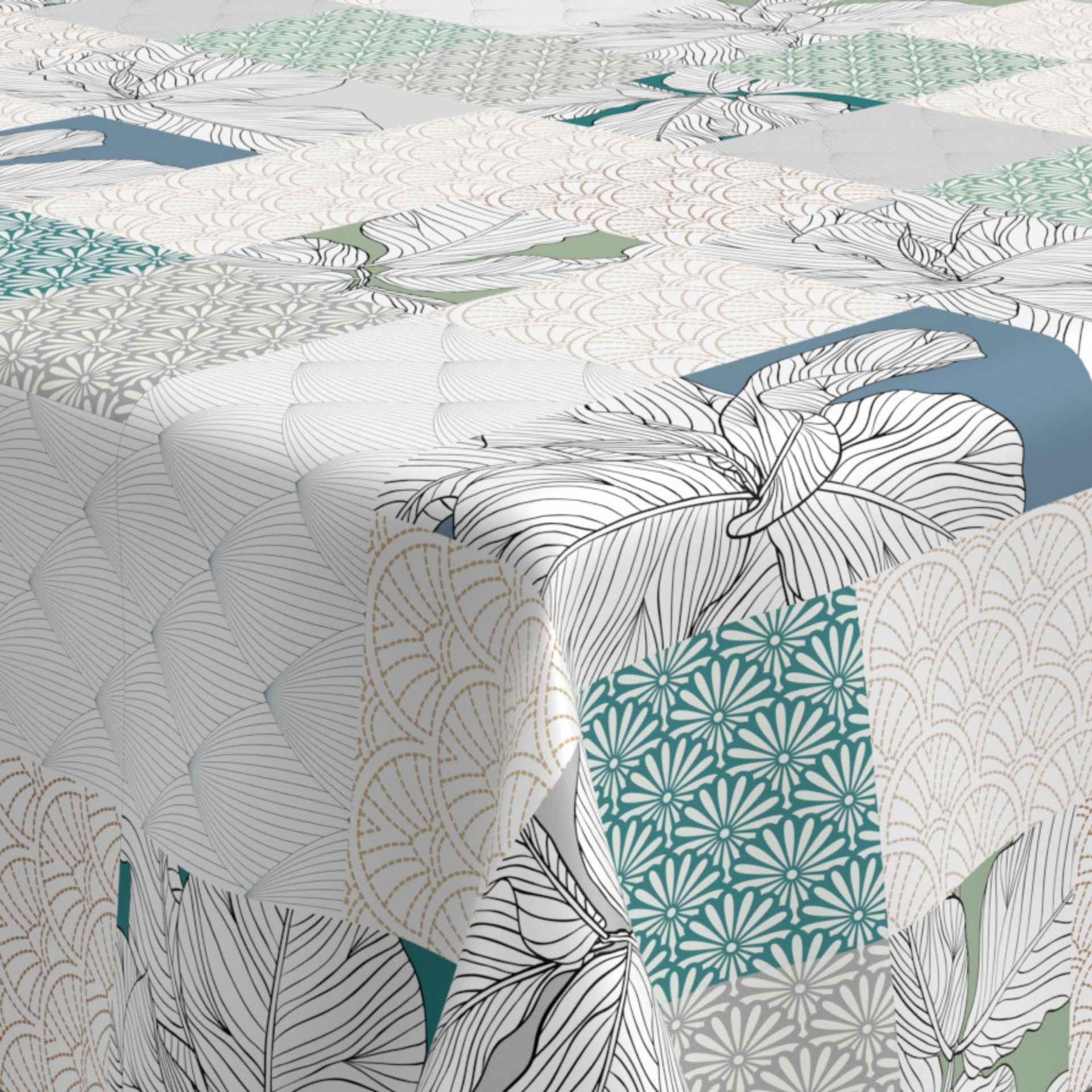geprägte Wachstischdecke Patchwork