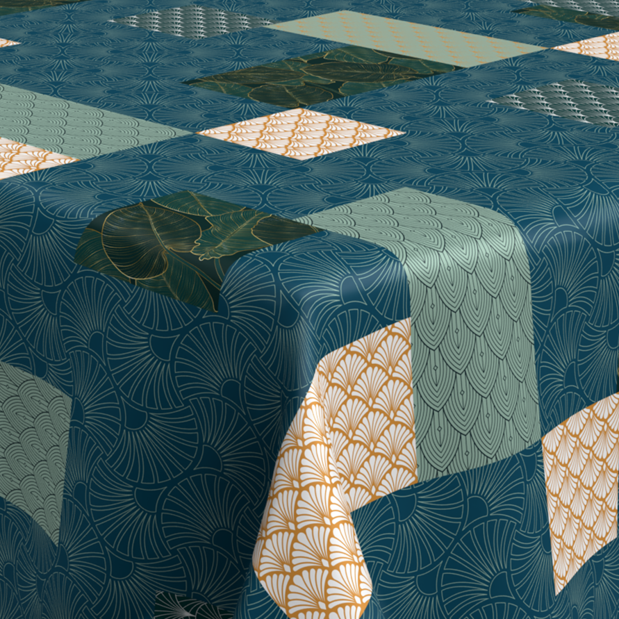 geprägte Wachstischdecke Patchwork