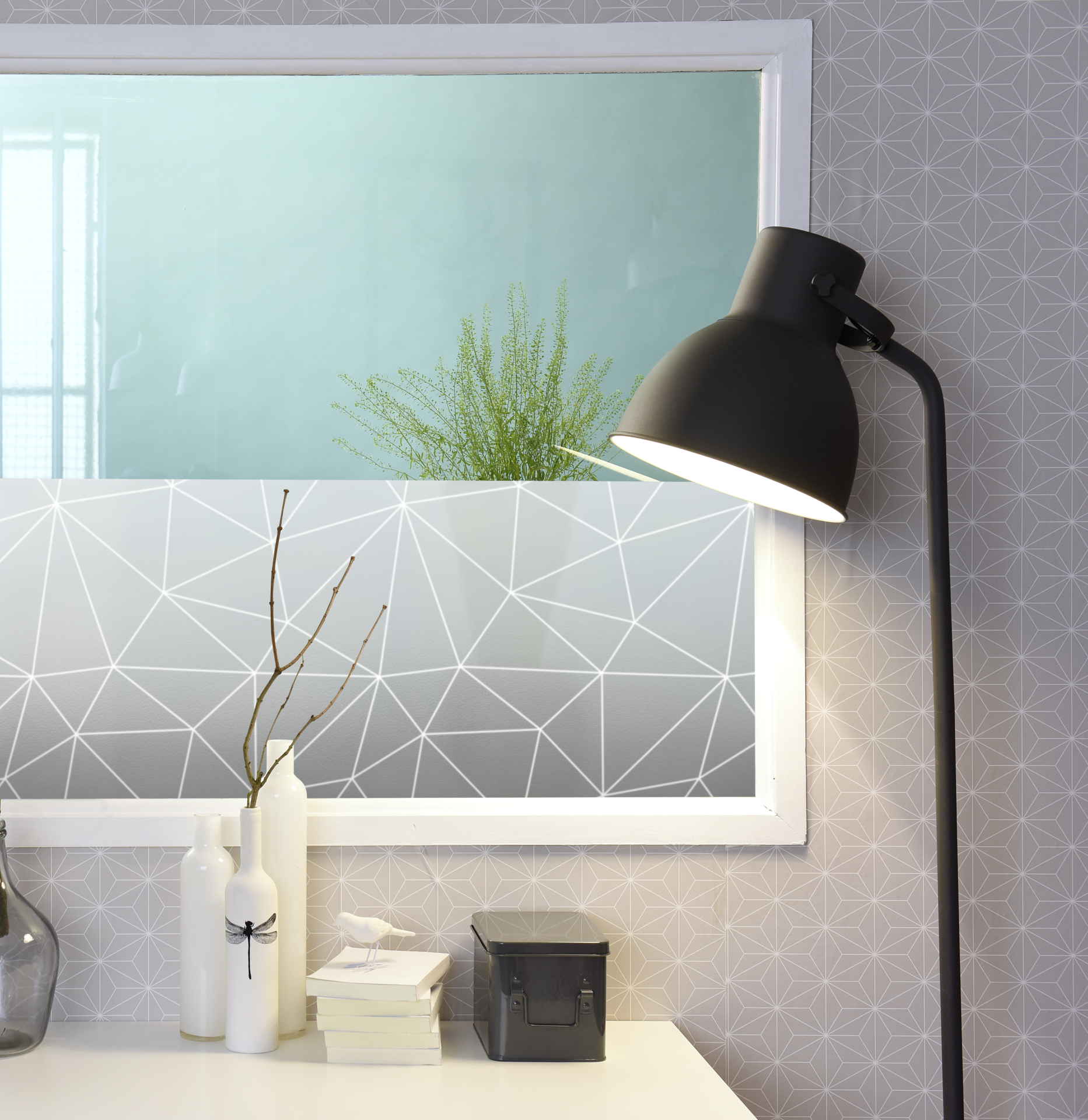 Vitrostatic Sichtschutzfolie Fenster "Geometrisches Muster kantig"