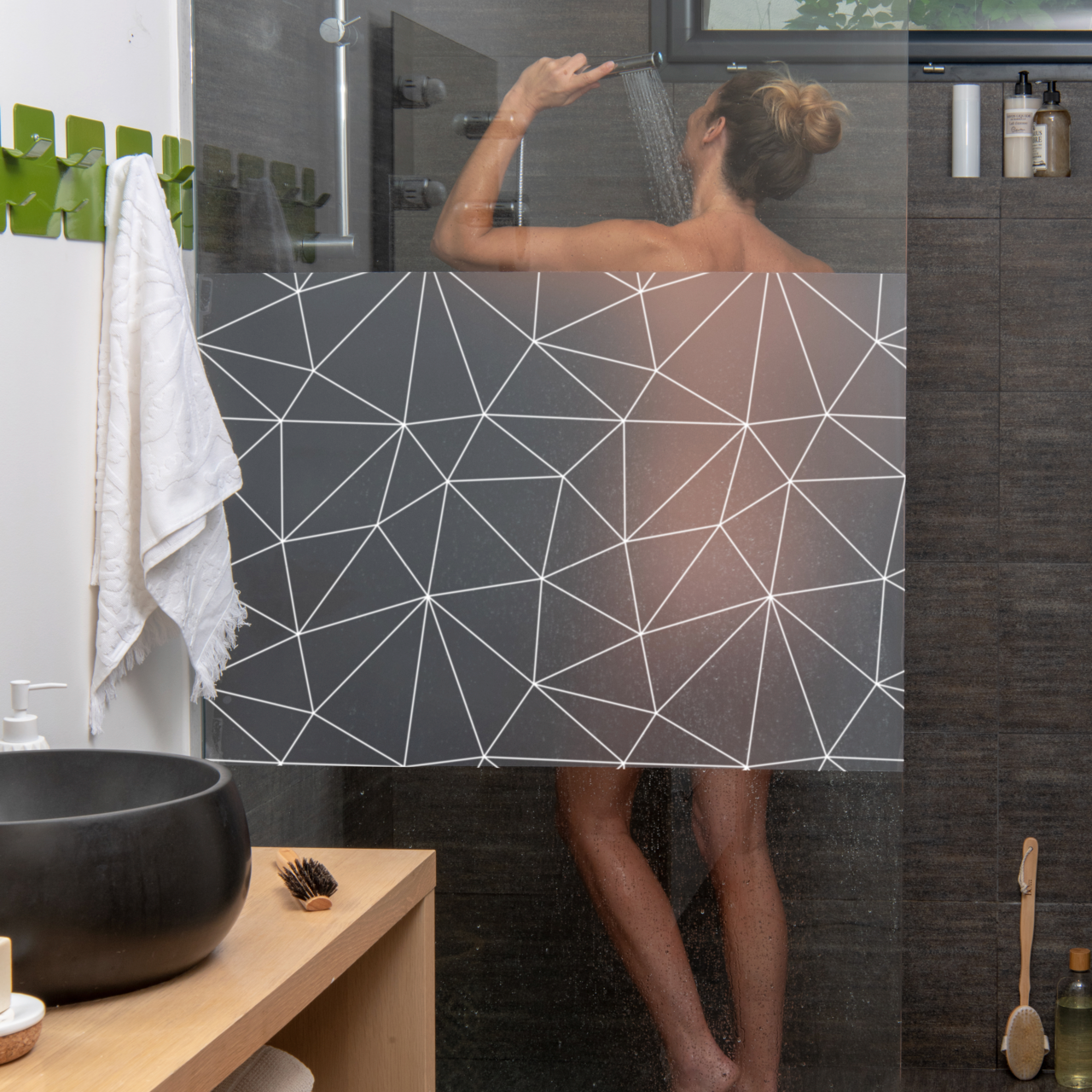 Vitrostatic Sichtschutzfolie Fenster "Geometrisches Muster kantig"