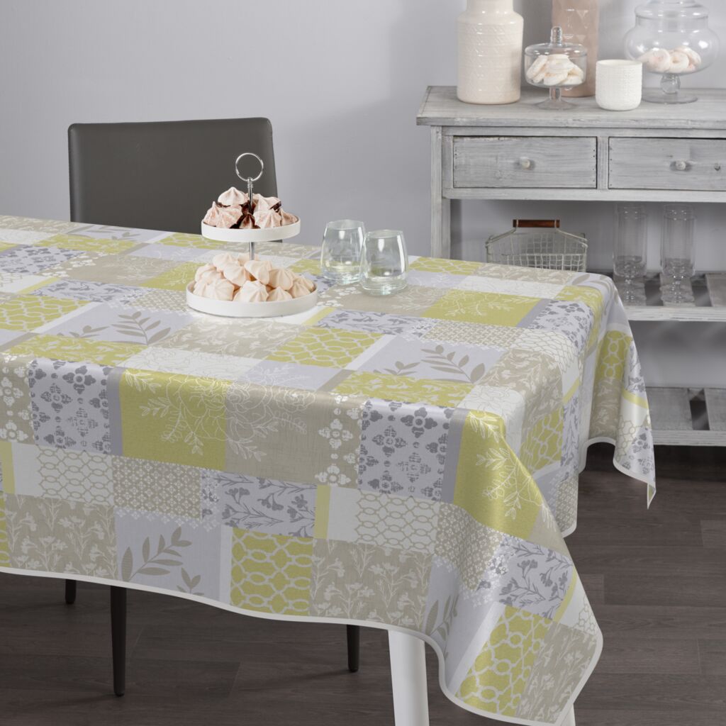 Nappe toile cirée supérieure Tropic jaune - 155cm, ronde