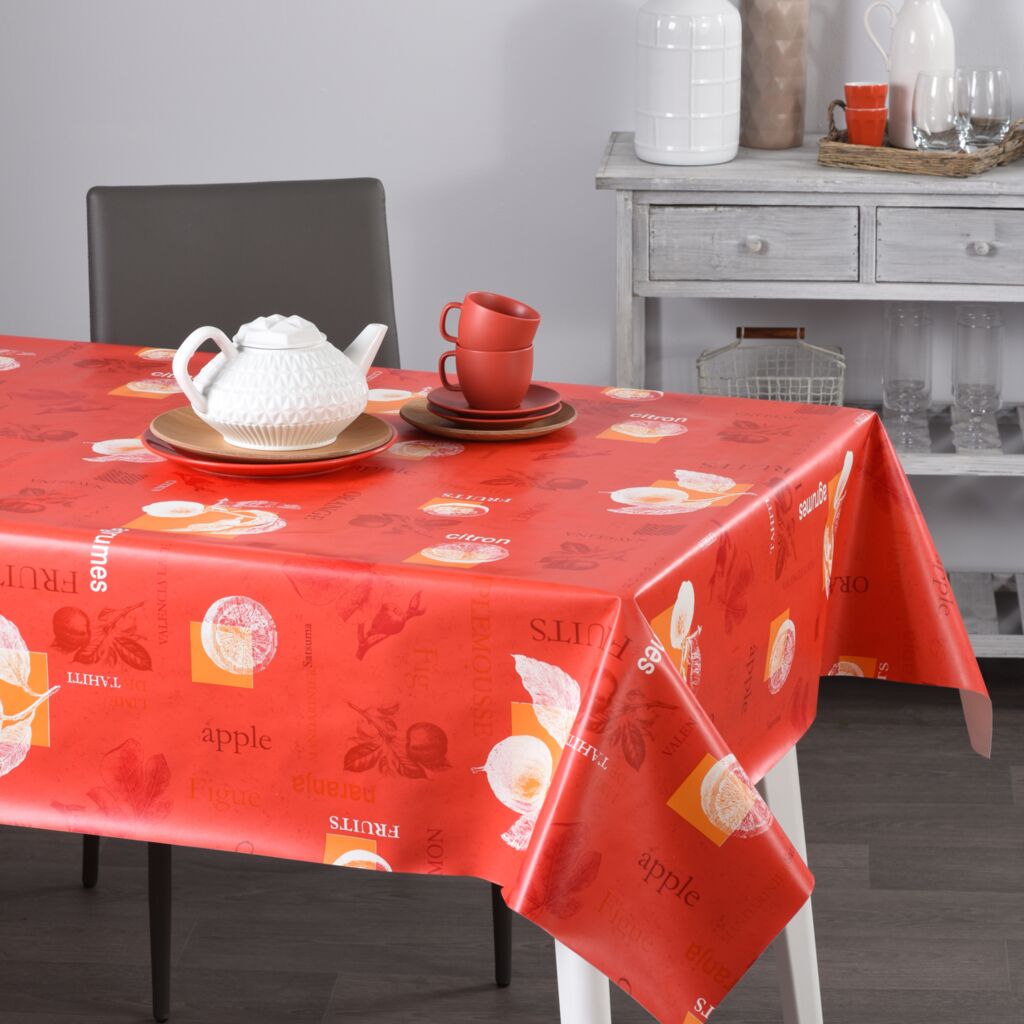 Nappe toile cirée Panier rouge - 140x200cm, ovale