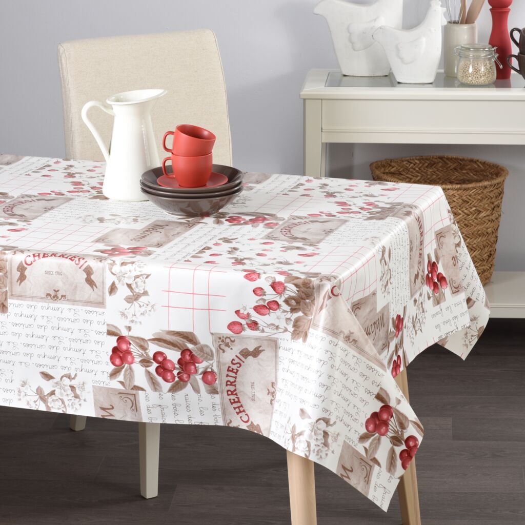 Nappe toile cirée supérieure Cueillette sepia - 155x220cm, ovale