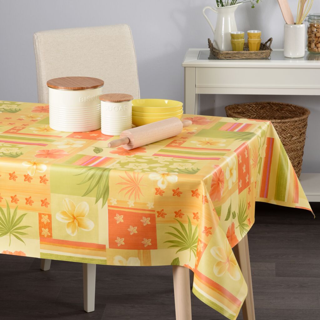 Nappe toile cirée supérieure Tropic jaune